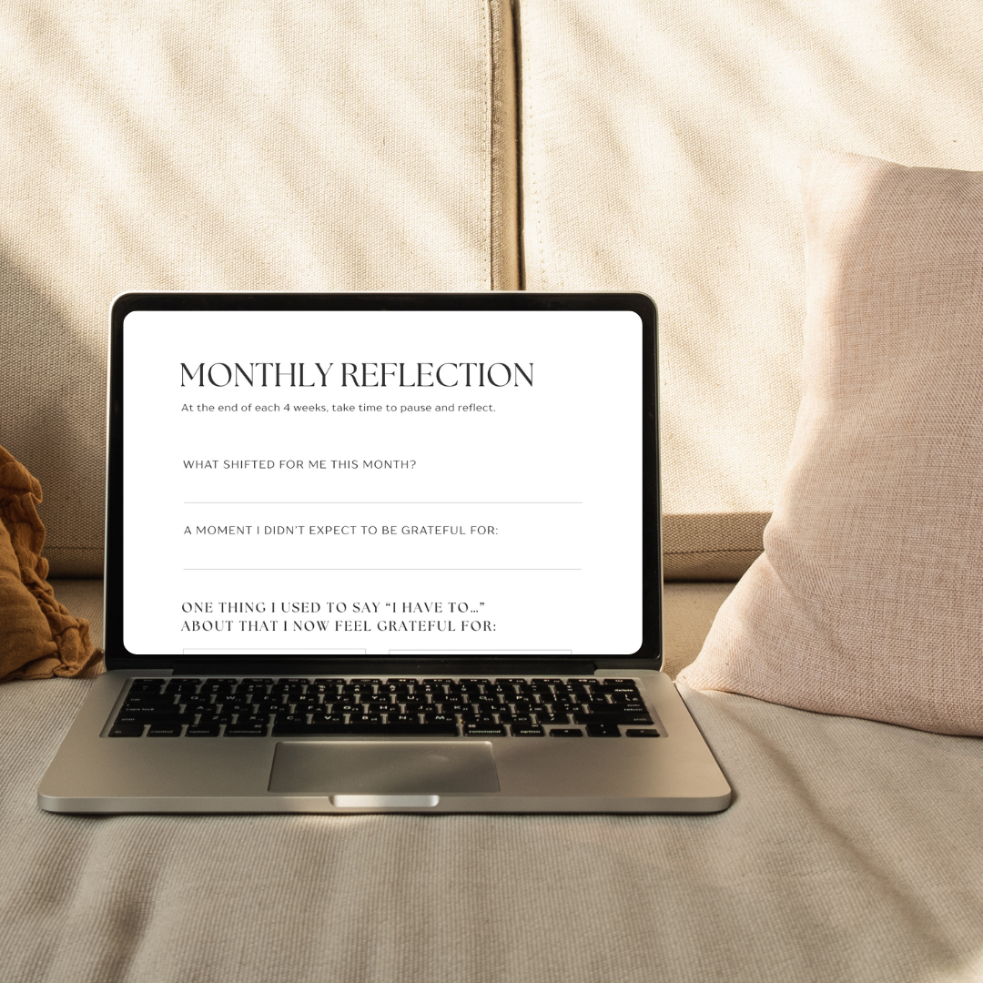 Inside pages of the Get2Mindset Gratitude Journal featuring monthly gratitude prompts